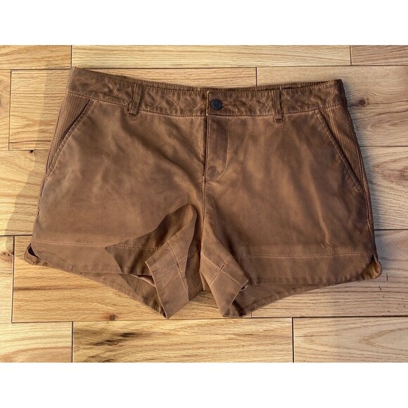 Pilcro And The Letterpress Anthropologie Faux Leather Shorts Size 29 Camel Brown - Picture 1 of 14
